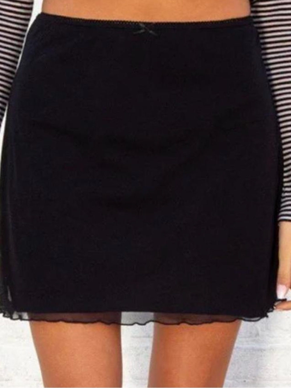 Brandy Melville Black Mini Skirt with Lettuce Hem